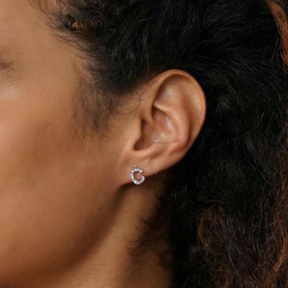 Silver Initial Ear Studs